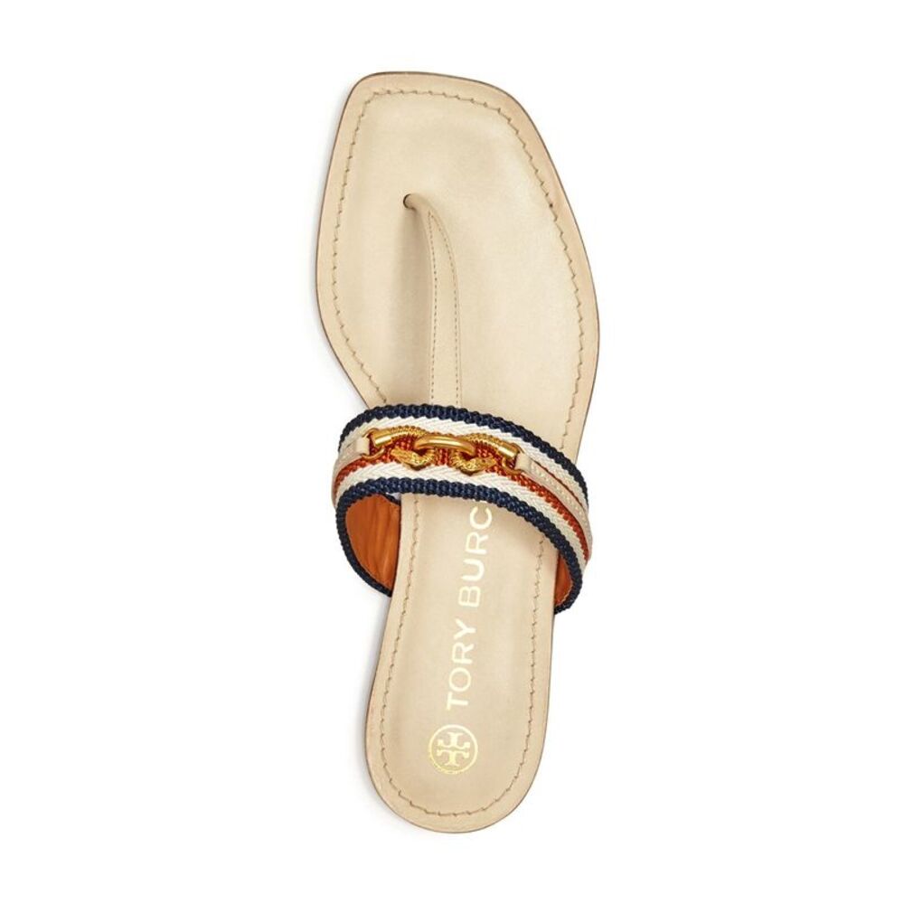 TORY BURCH Womens Beige Jessa Square Toe Slip On Thong Sandals 8 M - Picture 4 of 5